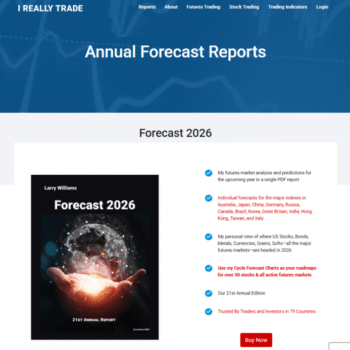 Larry Williams – iReallyTrade Annual Forecast 2026 Report reveals market cycles, seasonal strategies, and data-driven outlooks to navigate global markets confidently.